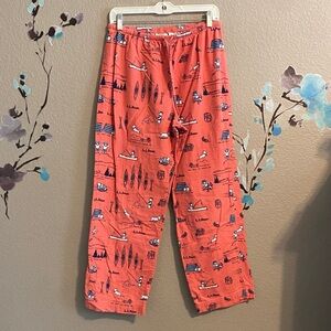 L.L. Bean fannel pajamas Dog camping coral S